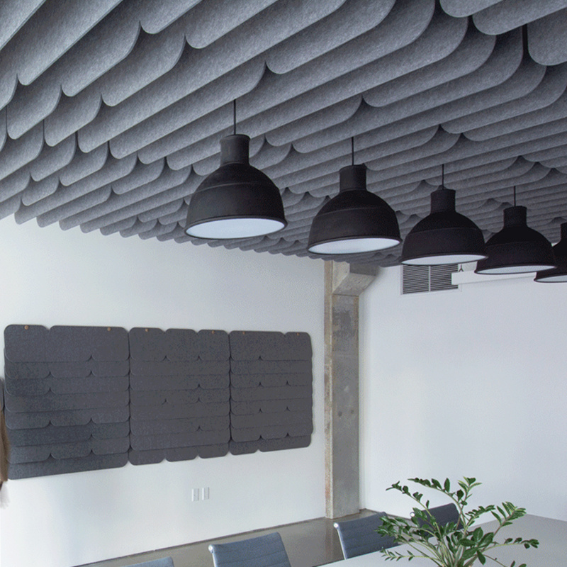 Sound absorbing ceiling tiles suspended sound false ceilings glue up PET ceiling tiles