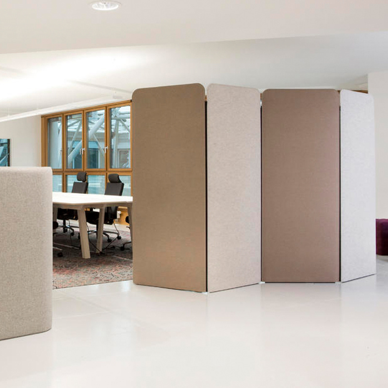 Customized 100% PET Polyester Fiber Acoustic Folding Screen Divider Sound Absorb Movable Office Partition