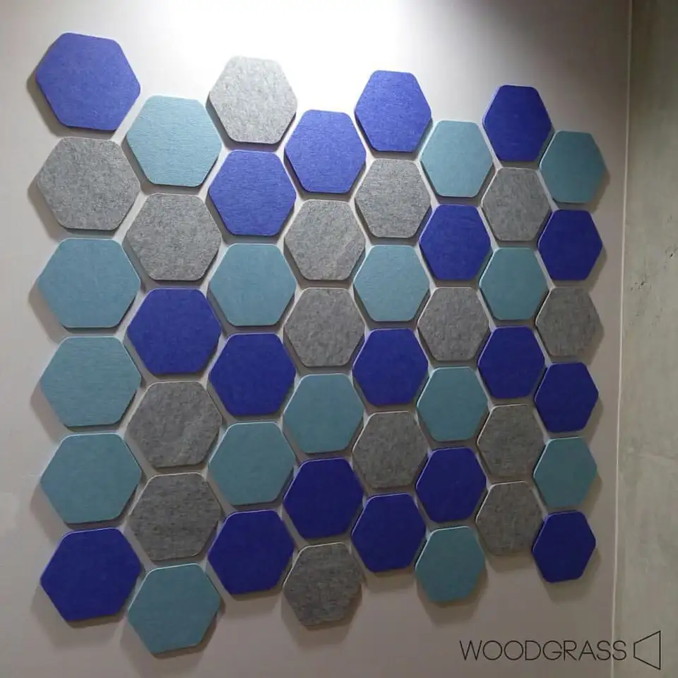 300*300MM hexagon wall panel Soundproof Polyester Fiber Acoustic Panel Easy to Install sound absorber for wall material