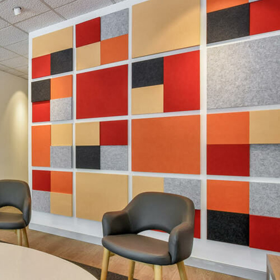 PET Wall Panel office acoustic felt panel Wallpapers fire retardant 100% recycle PET fiber Sound-absorbing PET panel