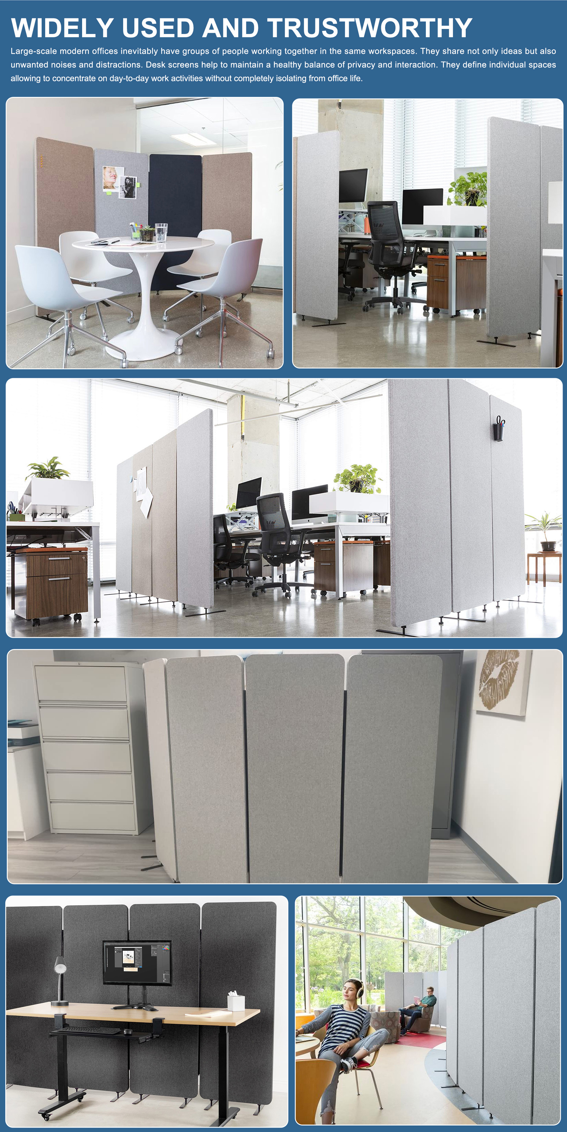 Polyester Fiber Felt Acoustic Board Noise Control PET Acoustic Panels Soundproof Office Partition Acoustic Cubicle Divider