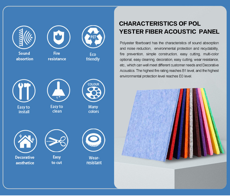 9mm sound proof wall panels noise reduction felt panel acoustic panel made of PET