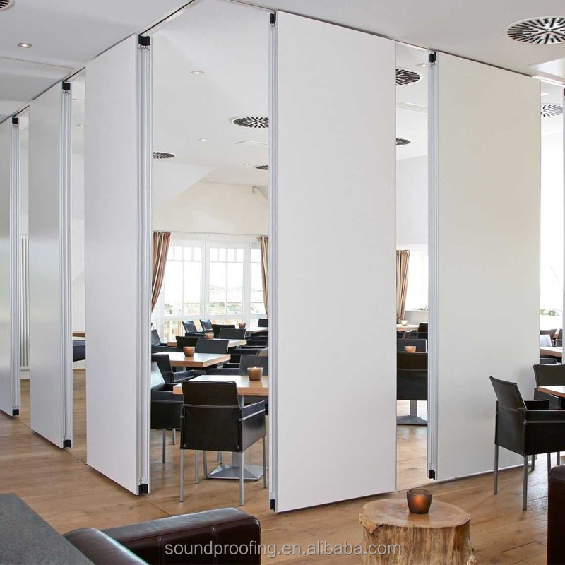 Hotel customizable temporary mobile divider sliding folding wooden acoustic movable wall partitioning