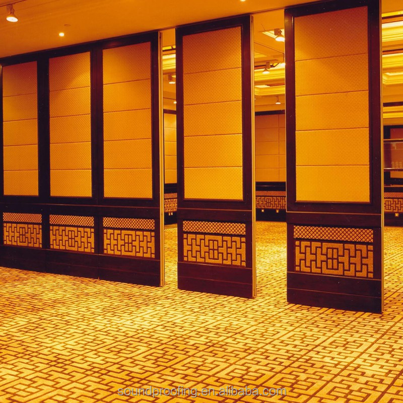 Hotel customizable temporary mobile divider sliding folding wooden acoustic movable wall partitioning