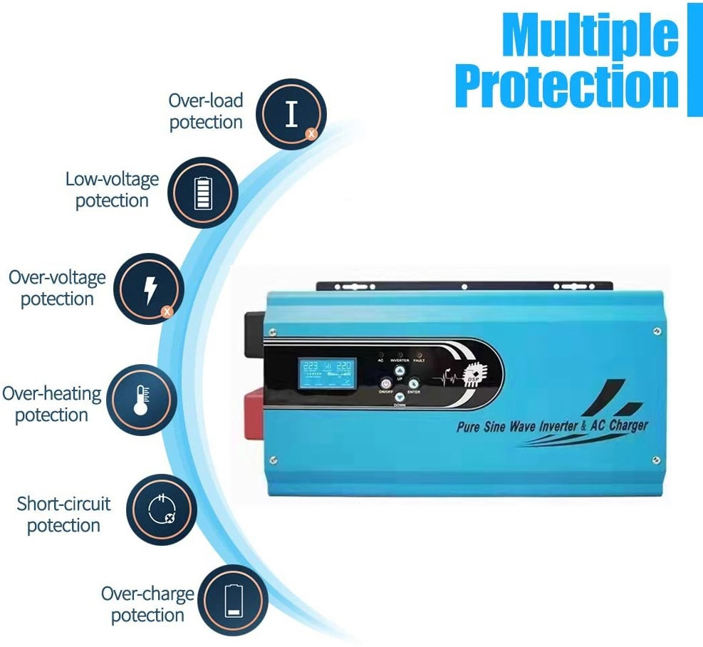 New Low Frequency Pure Sine Wave Inverter UPS Instant Switching 12v 24v DC to 220V AC 6000W micro inverter 600w