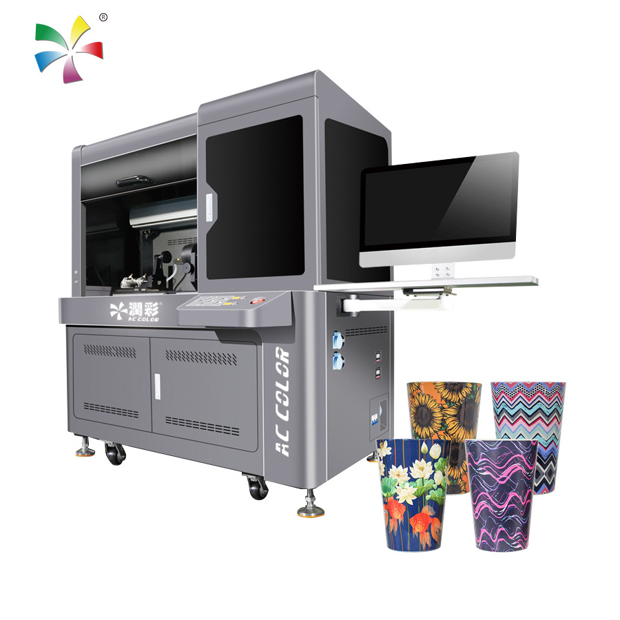 High Speed 2 Stations Bottle Mug Cup 360 Degree Round Digital Inkjet Printing UV Cylinder Printer Machine