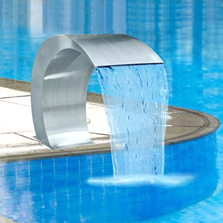 Outdoor stainless steel swimming pool waterfall water fountain with LED light