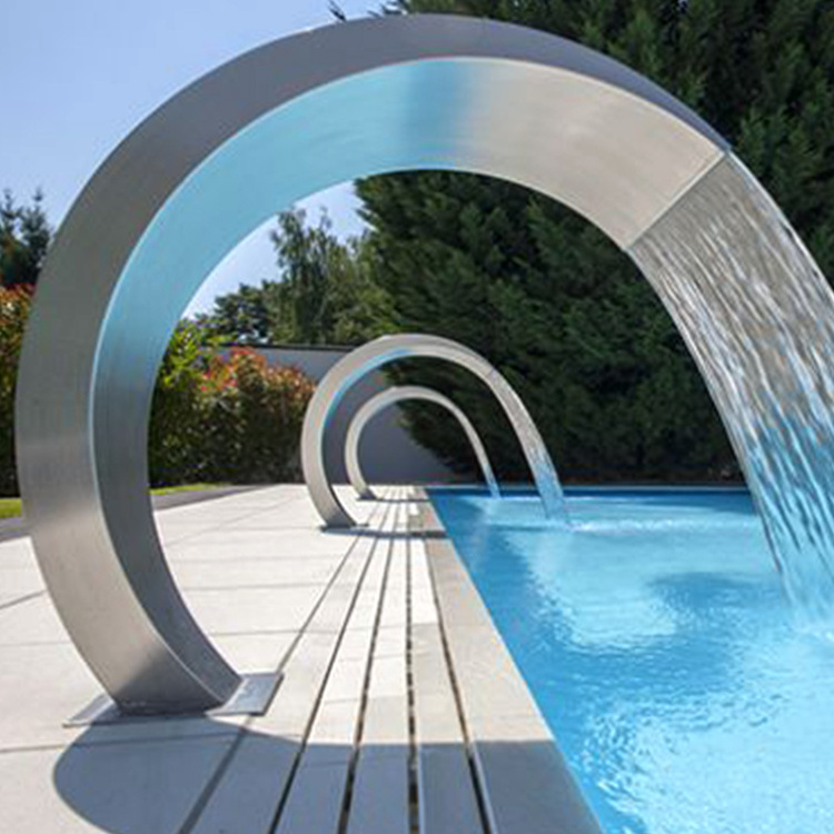 Outdoor stainless steel swimming pool waterfall water fountain with LED light