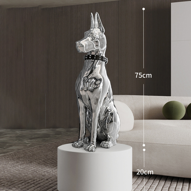 Factory Customized Decoration Resin Pop Art Ornaments Indoor Resin Dog Statue Sculpture Electroplating Dog Sculpture