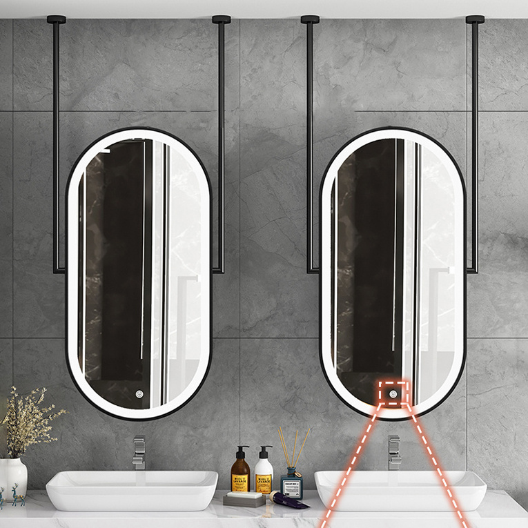 Oval ceiling hanging mirror hotel toilet boom suspended double pole homestay bathroom mirror