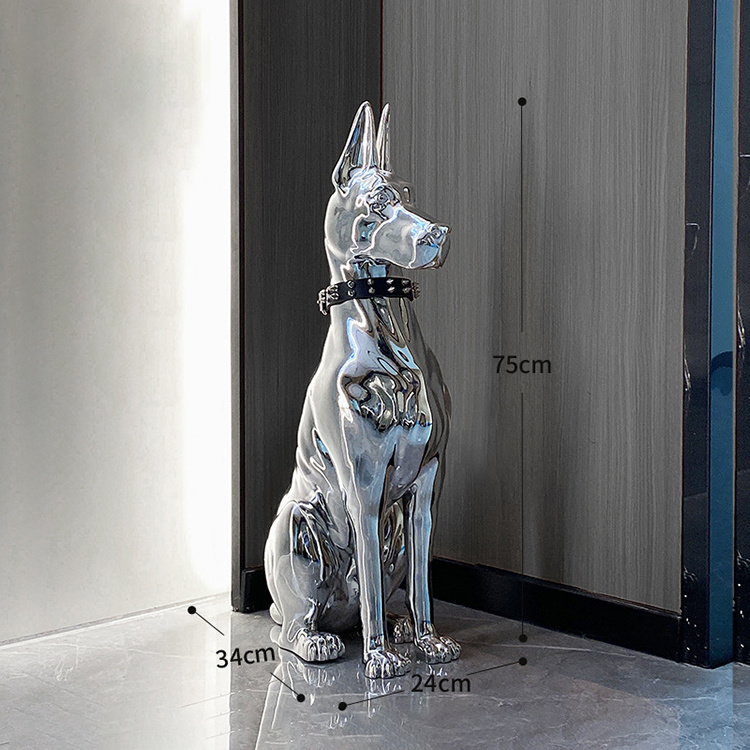 Factory Customized Decoration Resin Pop Art Ornaments Indoor Resin Dog Statue Sculpture Electroplating Dog Sculpture