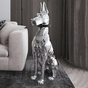 Factory Customized Decoration Resin Pop Art Ornaments Indoor Resin Dog Statue Sculpture Electroplating Dog Sculpture