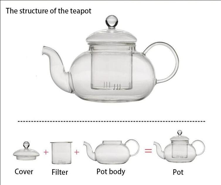 Stovetop & Microwave Safe Glass Teapot (40 OZ / 1.2 L) with Removable Loose Tea Glass Infuser