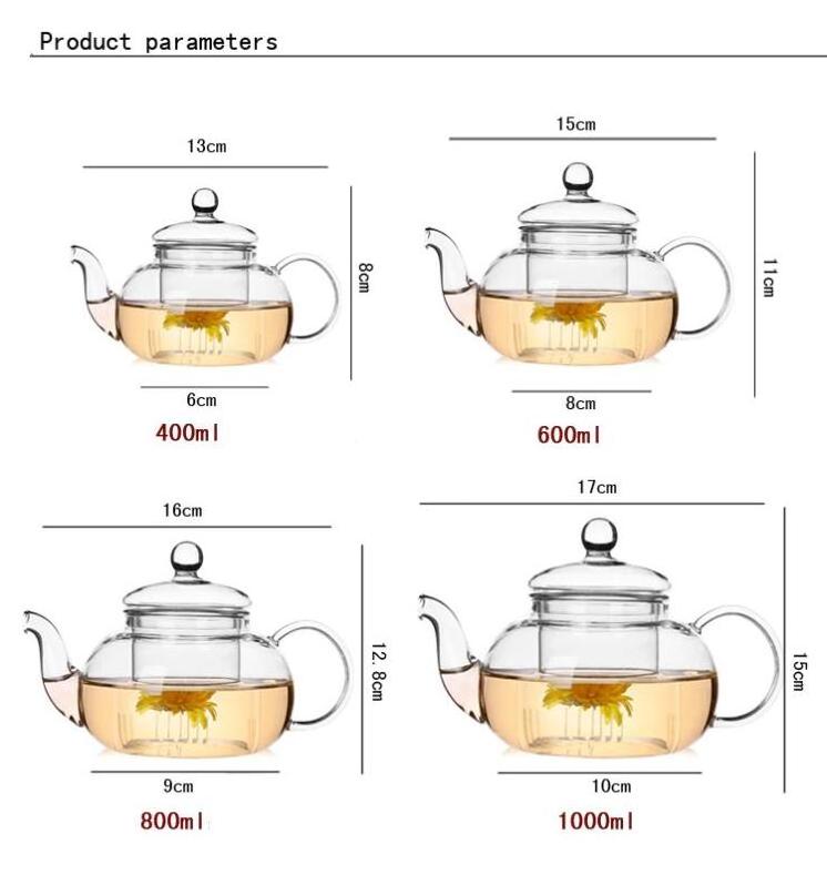 Stovetop & Microwave Safe Glass Teapot (40 OZ / 1.2 L) with Removable Loose Tea Glass Infuser