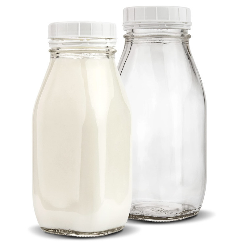 12-Oz/16-Oz/32-Oz Glass Milk Jars with Lids - Food Grade Glass Bottles - Dishwasher Safe - Bottles for Milk, Buttermilk, Honey,