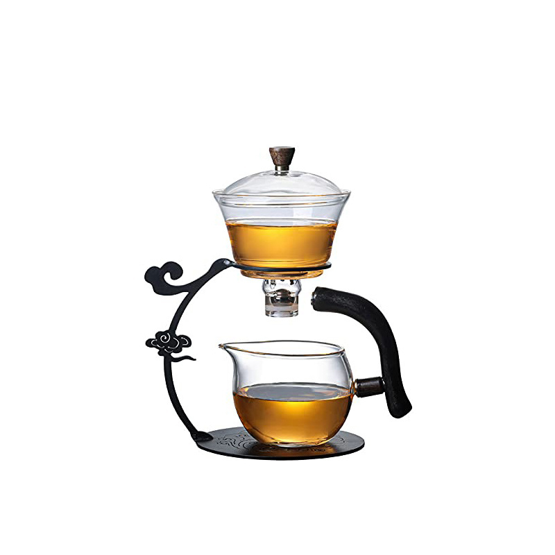 Glass Teapot Set Glass Automatic Lazy Tea Set Magnetic Rotating Kungfu Heat-Resistant Teapot Suit