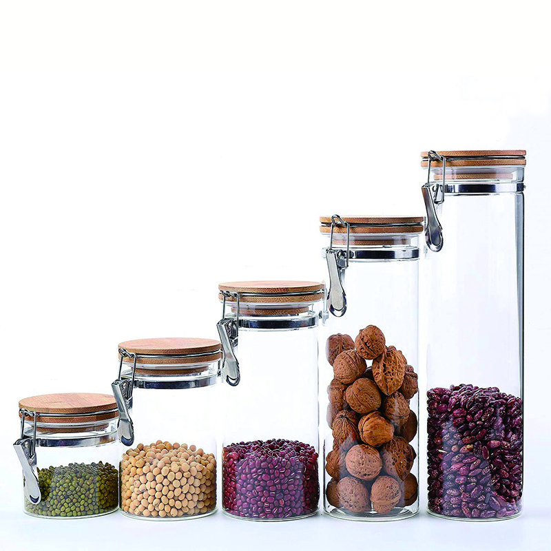 Reihey Airtight Glass Preserving Jars with Clip Top Lids and Glass Canisters Sets for The Kitchen