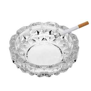 Large Indoor/Outdoor Glass Ashtray Crystal round Tabletop for Home Patio Office-for Smoking Cigars Accessories