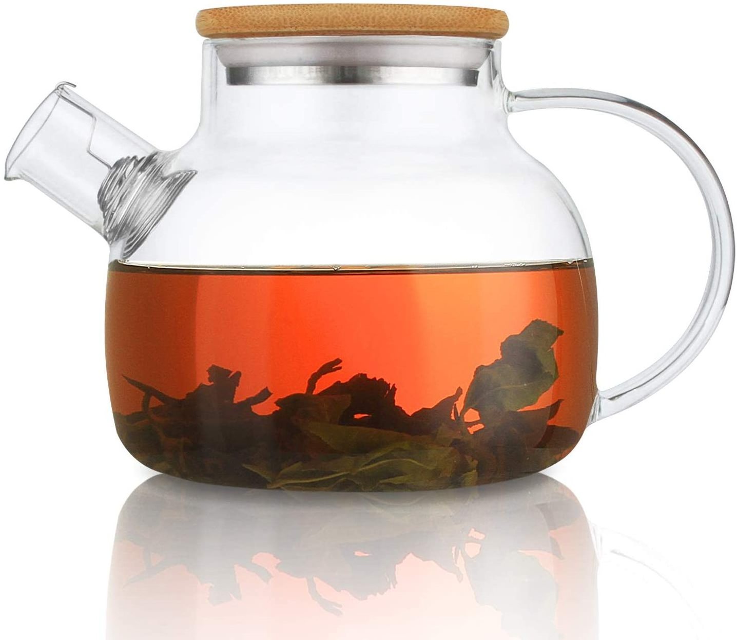 Reihey Tea Pot with Stainless Steel Strainer for Loose Tea Hot Sale Glass Teapot with Removable Infuser 50.7oz Stovetop Safe