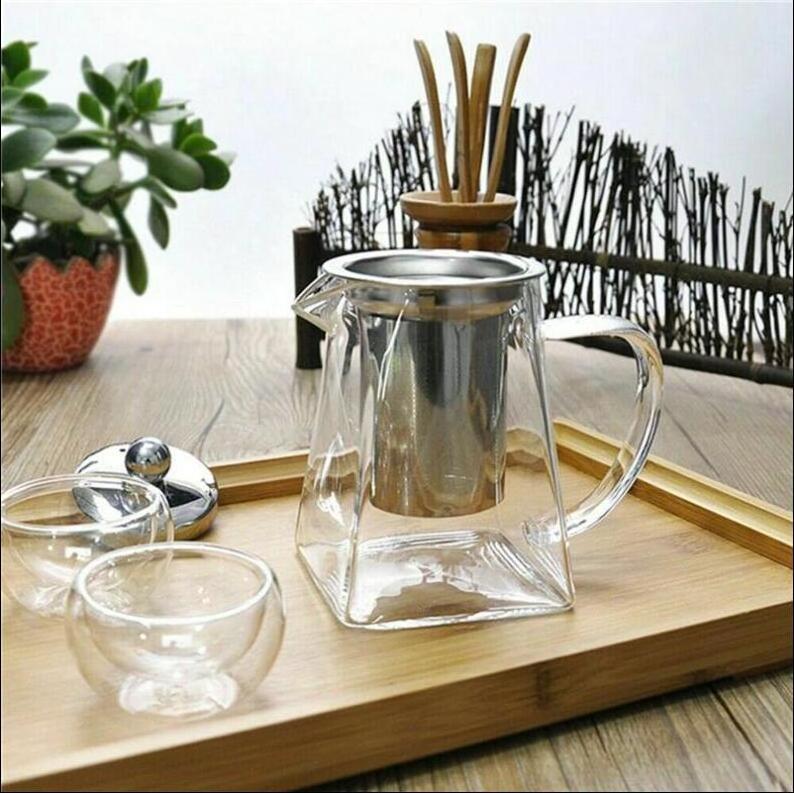 Hot 33 oz Borosilicate Glass Tea Pot with Infuser Microwave Safe Stove Top Scratch Resistant for Loose Tea Maker Tea Steeper