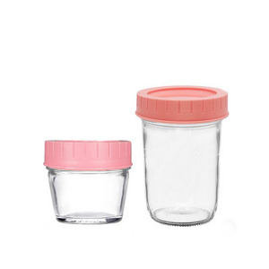 6pcs 4oz 8oz Jar Mason Bottle Reusable Empty Glass Mason Jars For Breast Milk Storage With Colorful Plastic Lids