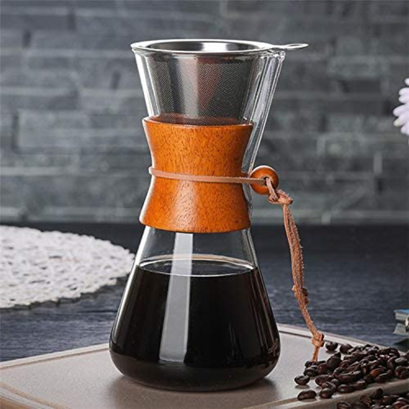 Reihey Glass Container Hand Percolators Stainless Steel Coffee Filter Home Drinkwares