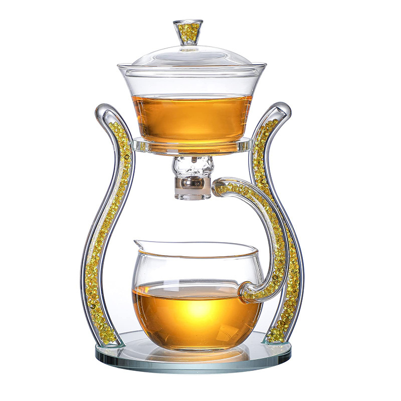 Creative Automatic Heat-Resistant Glass Teapot with Infuser Coffee and Tea Water Heater Pot for Home Office or Drinkware Use