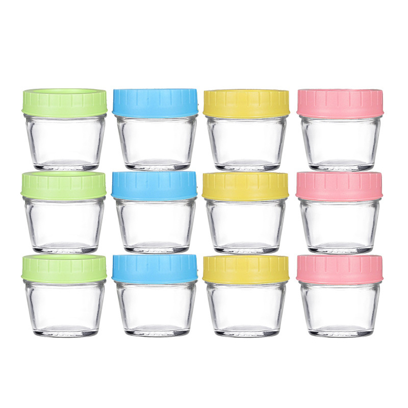 6pcs 4oz 8oz Jar Mason Bottle Reusable Empty Glass Mason Jars For Breast Milk Storage With Colorful Plastic Lids