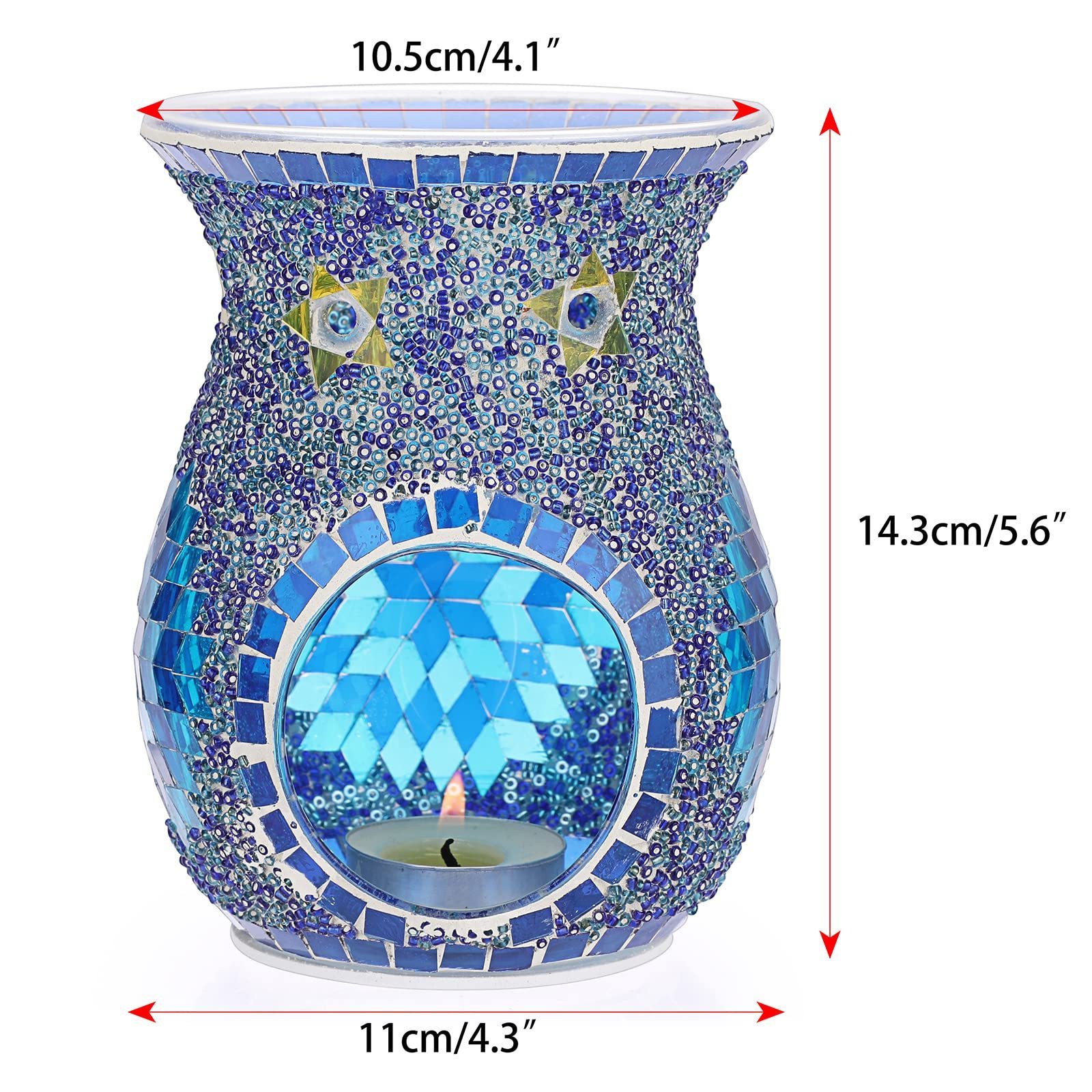 Mosaic Glass Wax Melt Warmer for Scented Wax, Candle Essential Oil Burner Tealight Glass Oil Warmer Tea Light