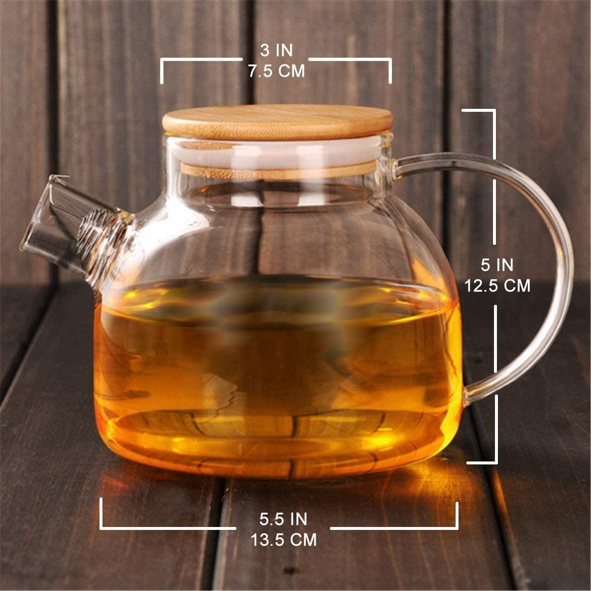 Reihey Tea Pot with Stainless Steel Strainer for Loose Tea Hot Sale Glass Teapot with Removable Infuser 50.7oz Stovetop Safe