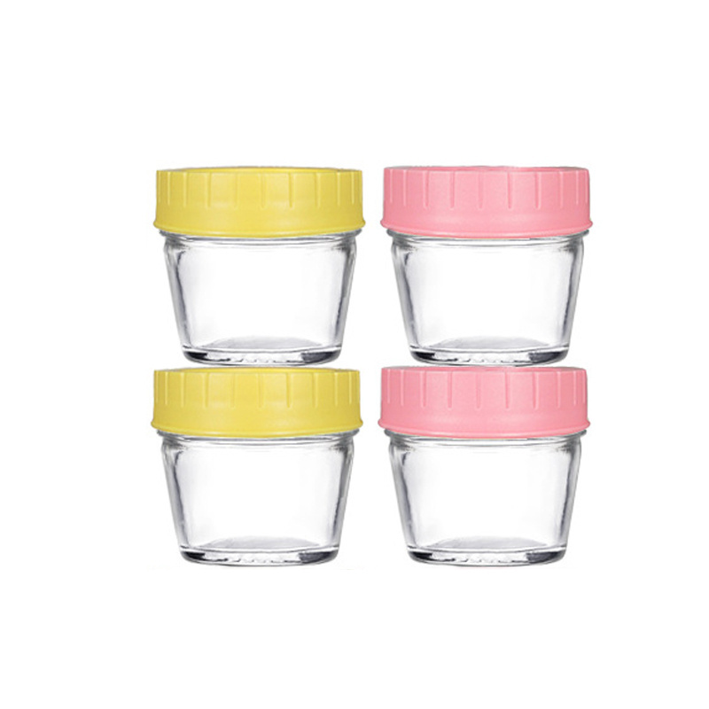 6pcs 4oz 8oz Jar Mason Bottle Reusable Empty Glass Mason Jars For Breast Milk Storage With Colorful Plastic Lids