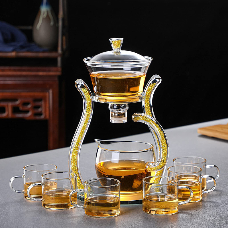 Creative Automatic Heat-Resistant Glass Teapot with Infuser Coffee and Tea Water Heater Pot for Home Office or Drinkware Use