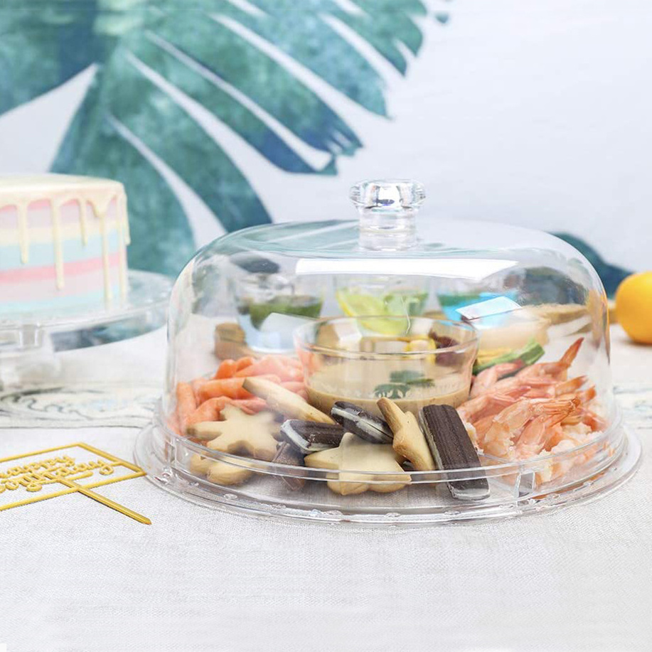 Handmade Glass Dome Multifunctional Serving Platter  Display for Cake Glass High Temperature Resistance Dust-proof Meal Cover