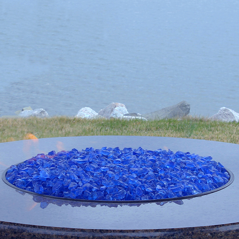 Reihey Reflective Tempered Fire glass Blue Top Quality Fire Glass For Pits and Fireplace Diamond Fire Glass