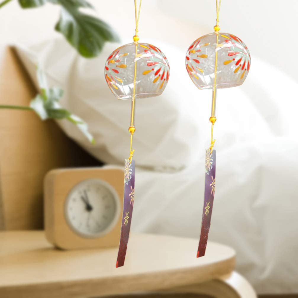 Japanese Feather Glass Wind Chimes Wind Bell Cute Handmade Romantic Valentines Day Gift Small Wind Chimes