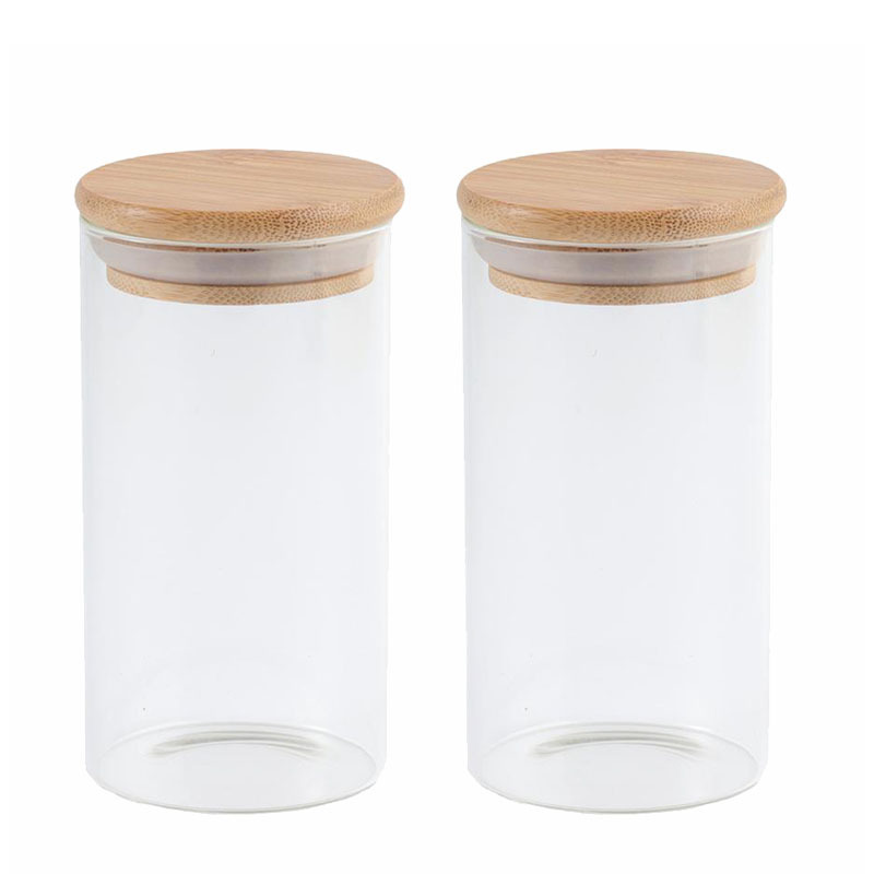 Kitchen Eco-Friendly Glass Storage Jars with Bamboo Lid Small Airtight Food Canisters for Flour Sugar Coffee Other Foods