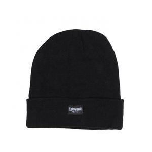 High Quality Unisex Adult Black Thinsulate Knitting Hat Hot Sale Plain Outdoor Thickness Cuffed Winter Hat Beanie