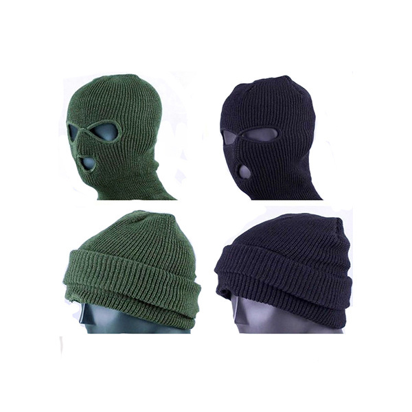 3 holes 100%acrylic winter warmer knitted balaclava hat beanie