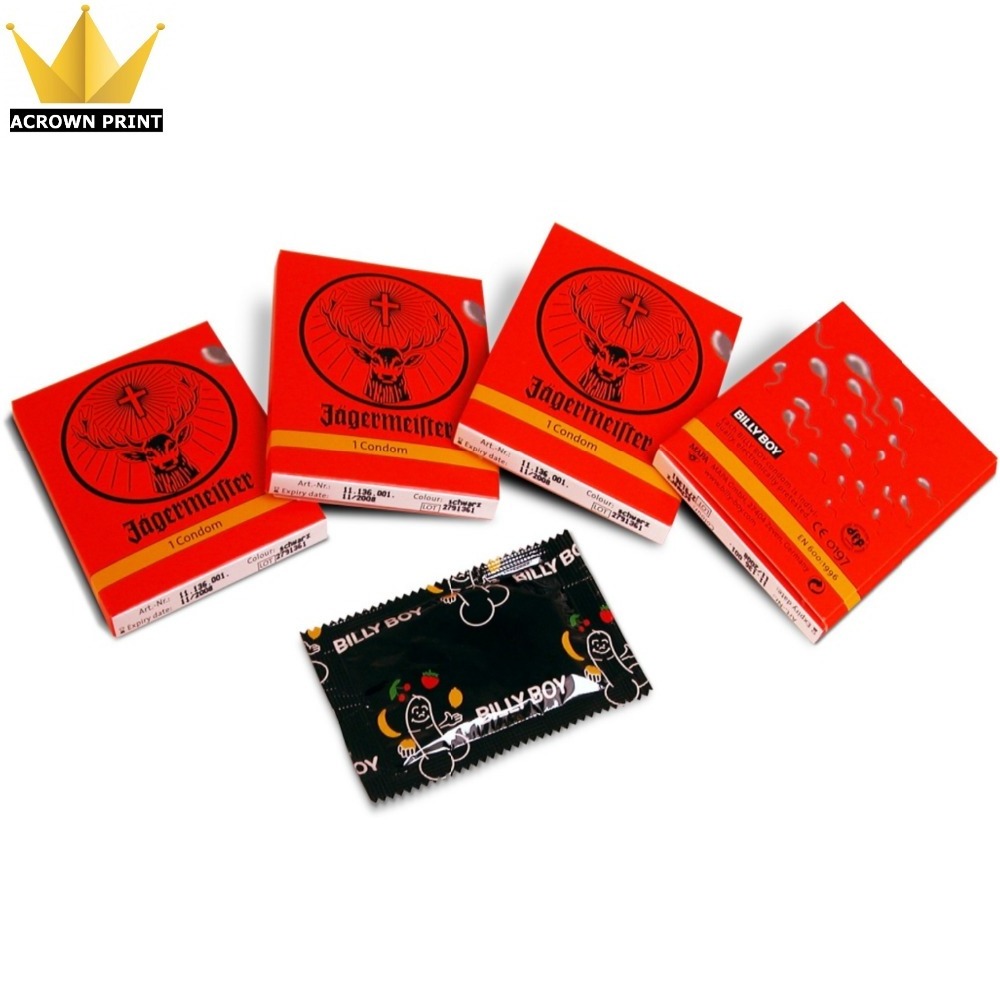 Custom condom packaging envelope folding top tuck box personalized design paper packaging for condoms