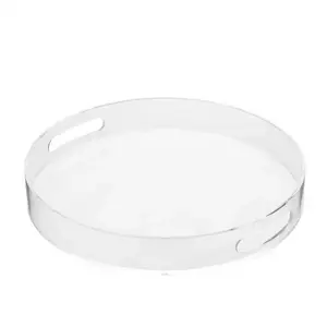 Customized Round Tray  with Handmade handle Stand acrylic Tray