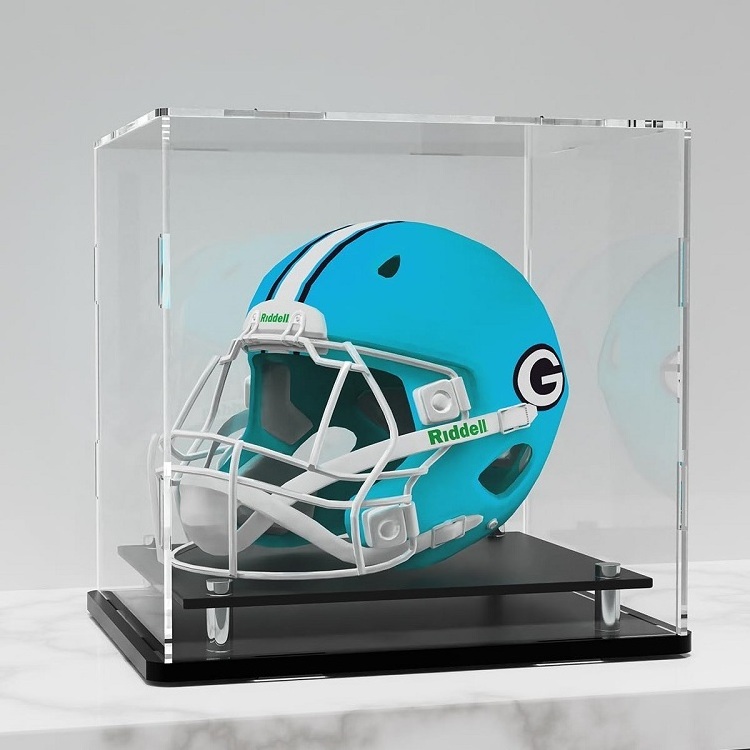 Acrylic Full Size Football Helmet Display Case Stand Box for Sports Memorabilia Collectibles Autograph Riser