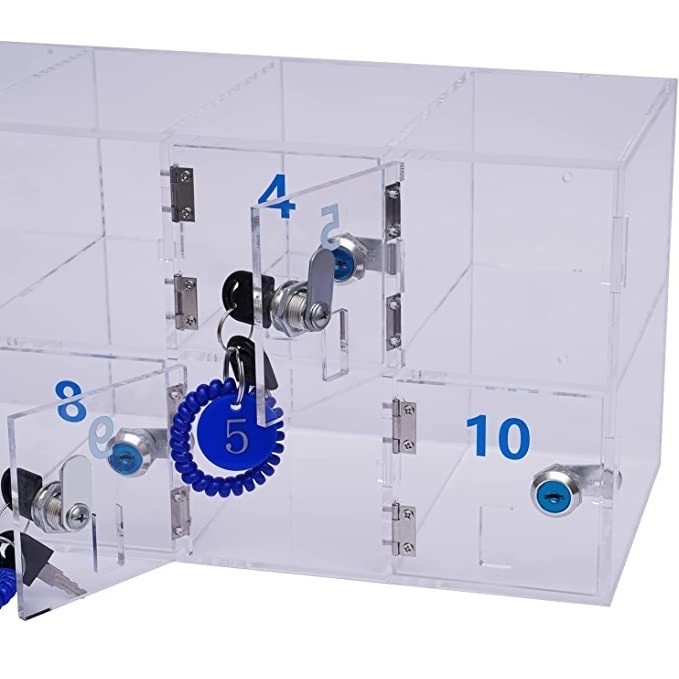 cell phone locker box 10 Slots Acrylic Cell Phone Locker Box with Door Locks and Keys Clear Acrylic Display Case With Lock