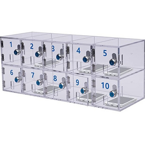 cell phone locker box 10 Slots Acrylic Cell Phone Locker Box with Door Locks and Keys Clear Acrylic Display Case With Lock