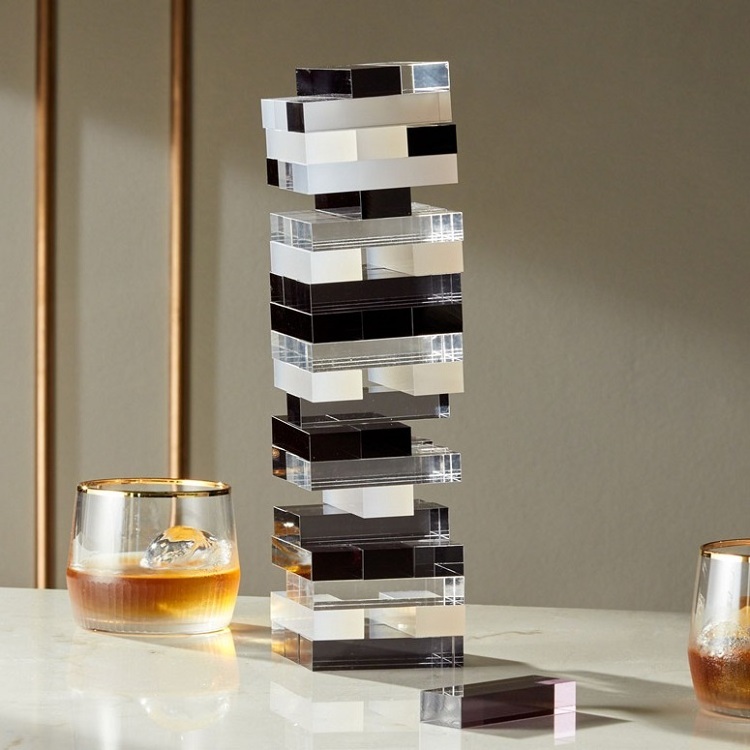 Luxury Colorful Tabletop Game Party Tumbling Tower Blocks Acrylic Tumbling Tower