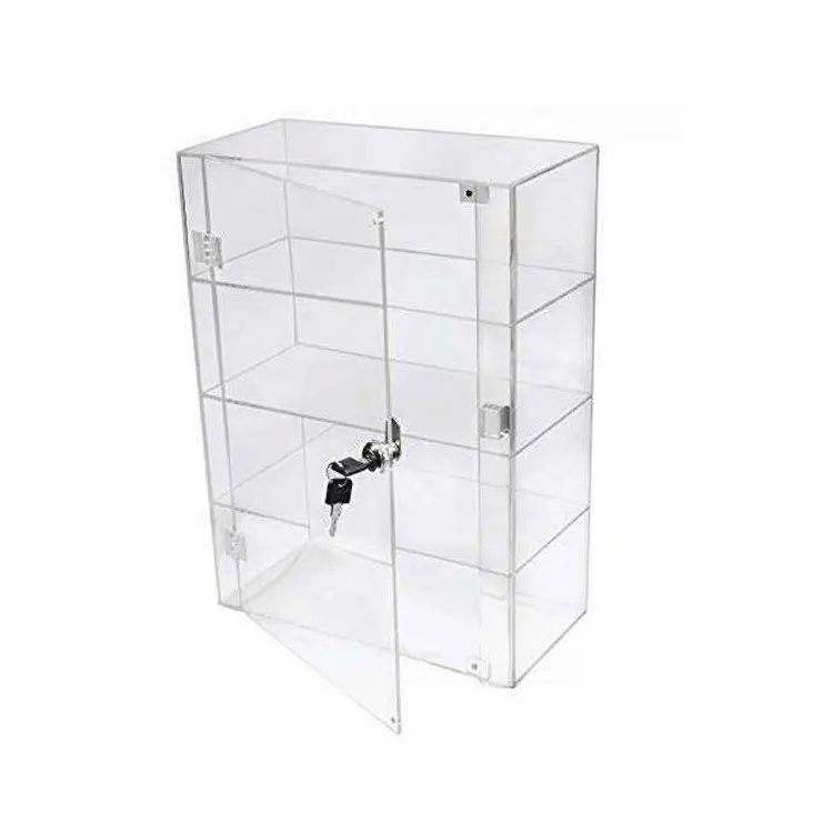 Hot selling Custom Clear Acrylic Display Cabinet Locking Clear Acrylic Display Case With Lock acrylic locking display showcase