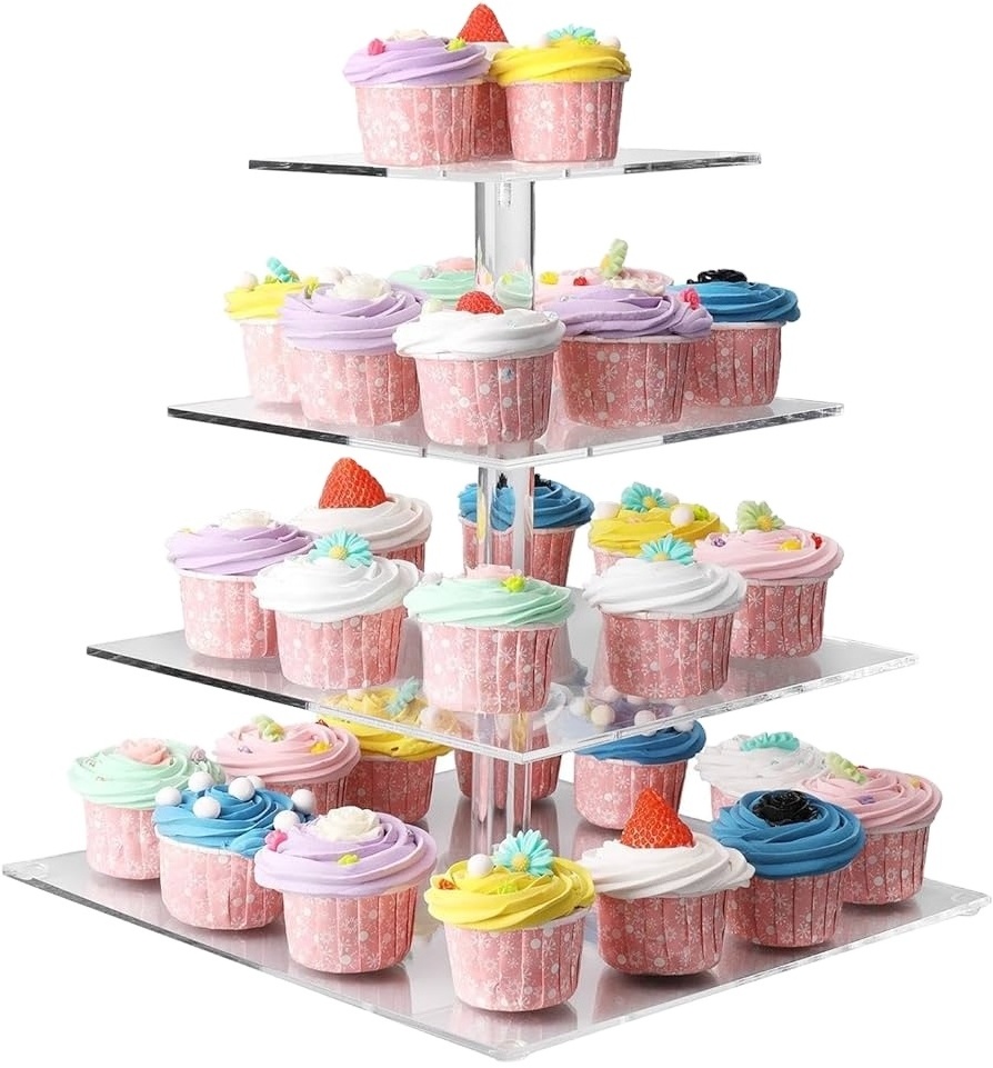 Acrylic Cupcake Rack, Square transparent Cake Tower Display Rack For Weddings And Parties