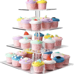 Acrylic Cupcake Rack, Square transparent Cake Tower Display Rack For Weddings And Parties