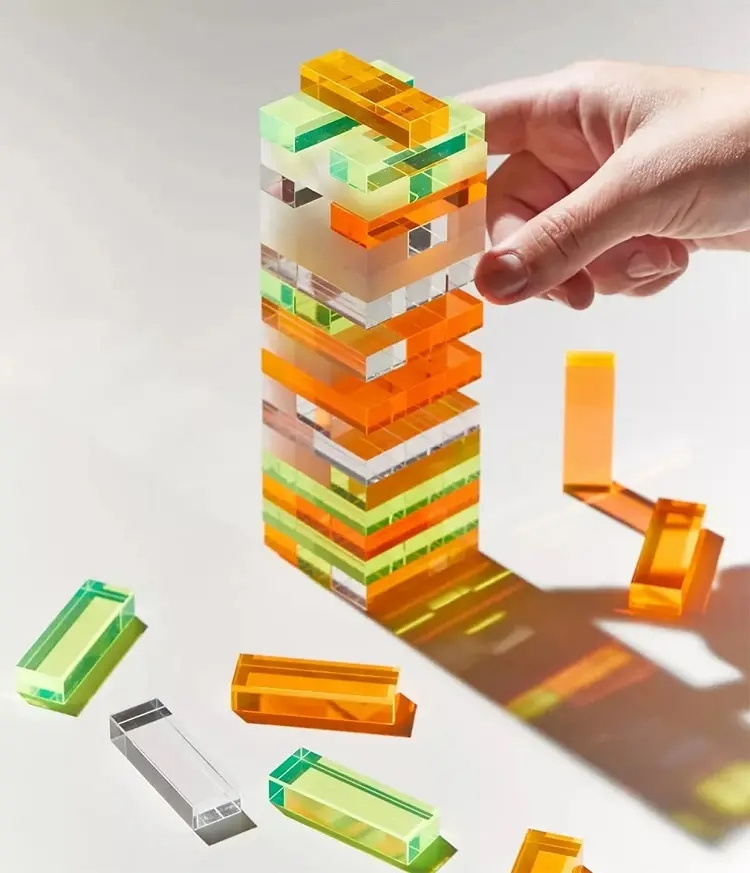 factory price  Acrylic Tumbling Tower Luxury Colorful Tabletop Game Party Tumbling Tower Blocks