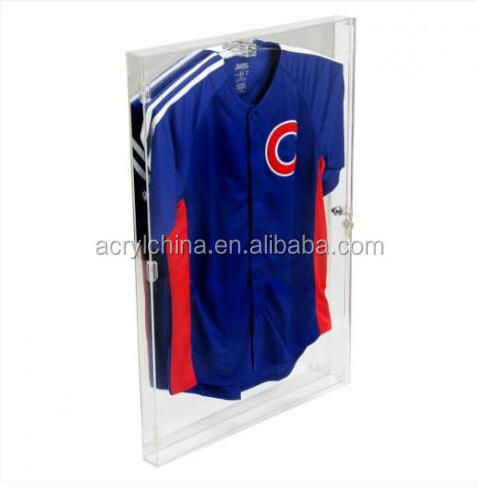 Customized Acrylic Jersey Display Case with Mirrored Back Clear Acrylic Lockable Jersey Case Wall Mountable Acrylic Sports