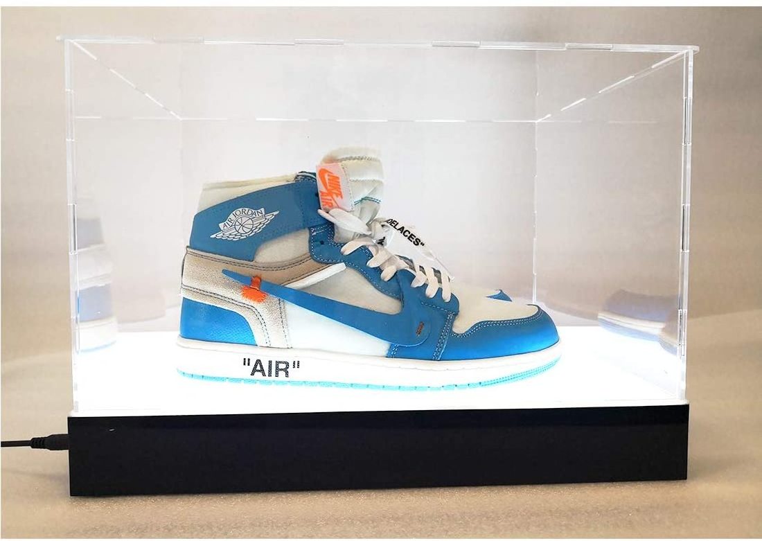 LED Powered Lights Basketball Shoes Clear Acrylic Panels Display Cases for Sports Memorabilia Products Storage Showcase